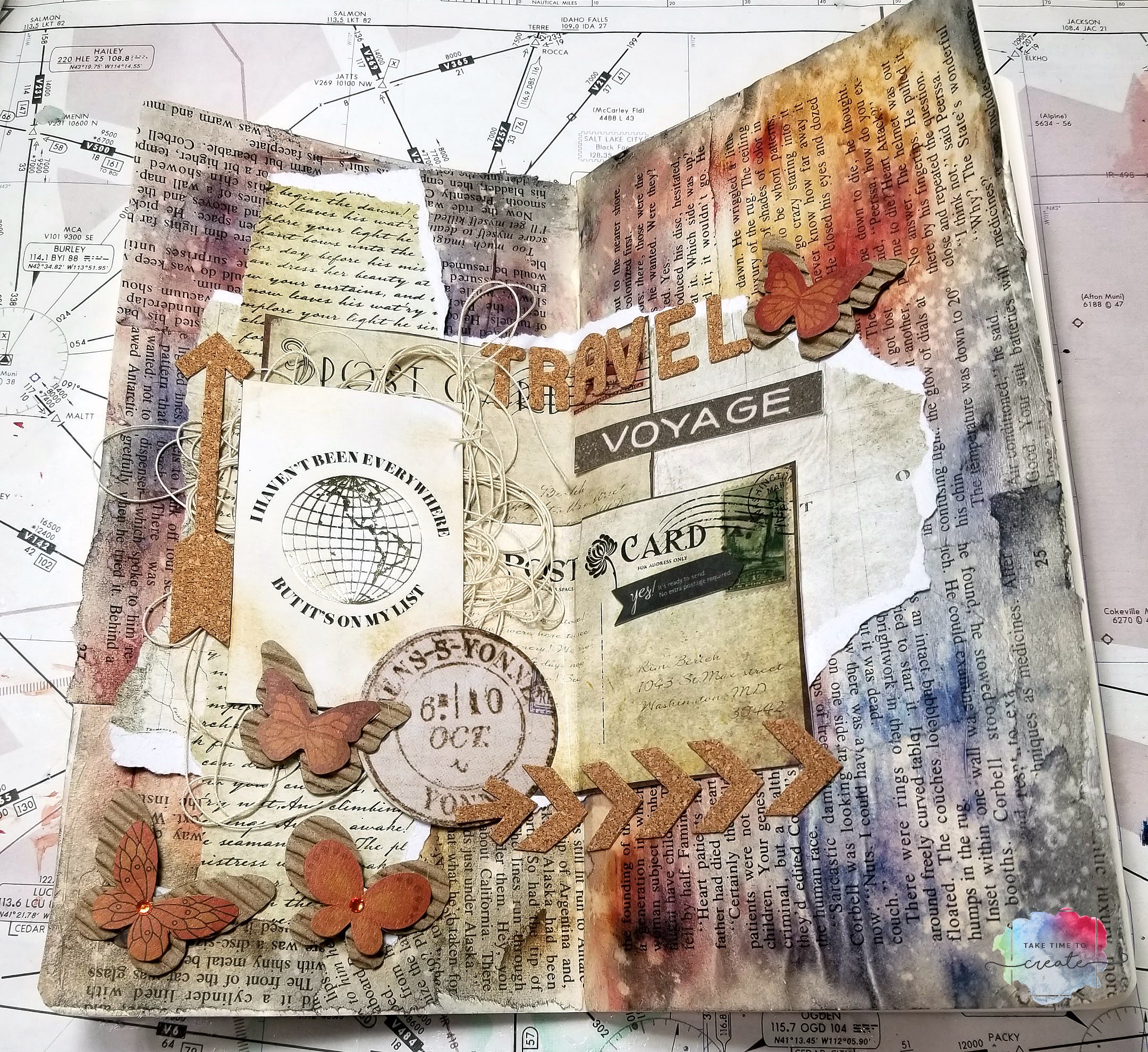 Art Journal Page- Travel Theme - Take Time To Create